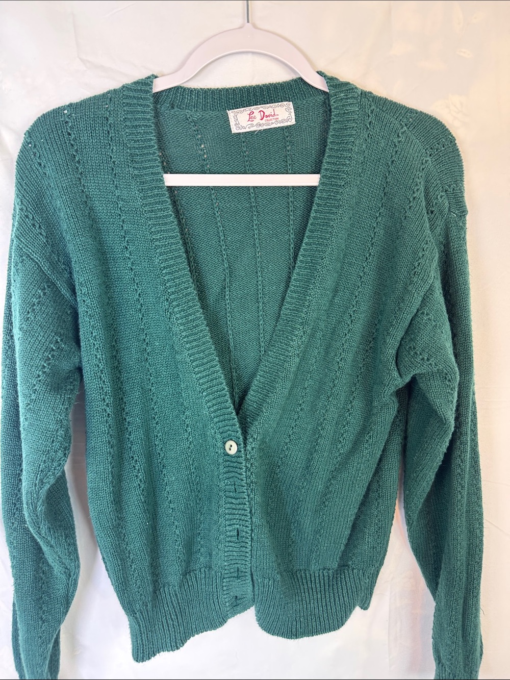 Lee David Vintage Teal Knit V-Neck Cardigan